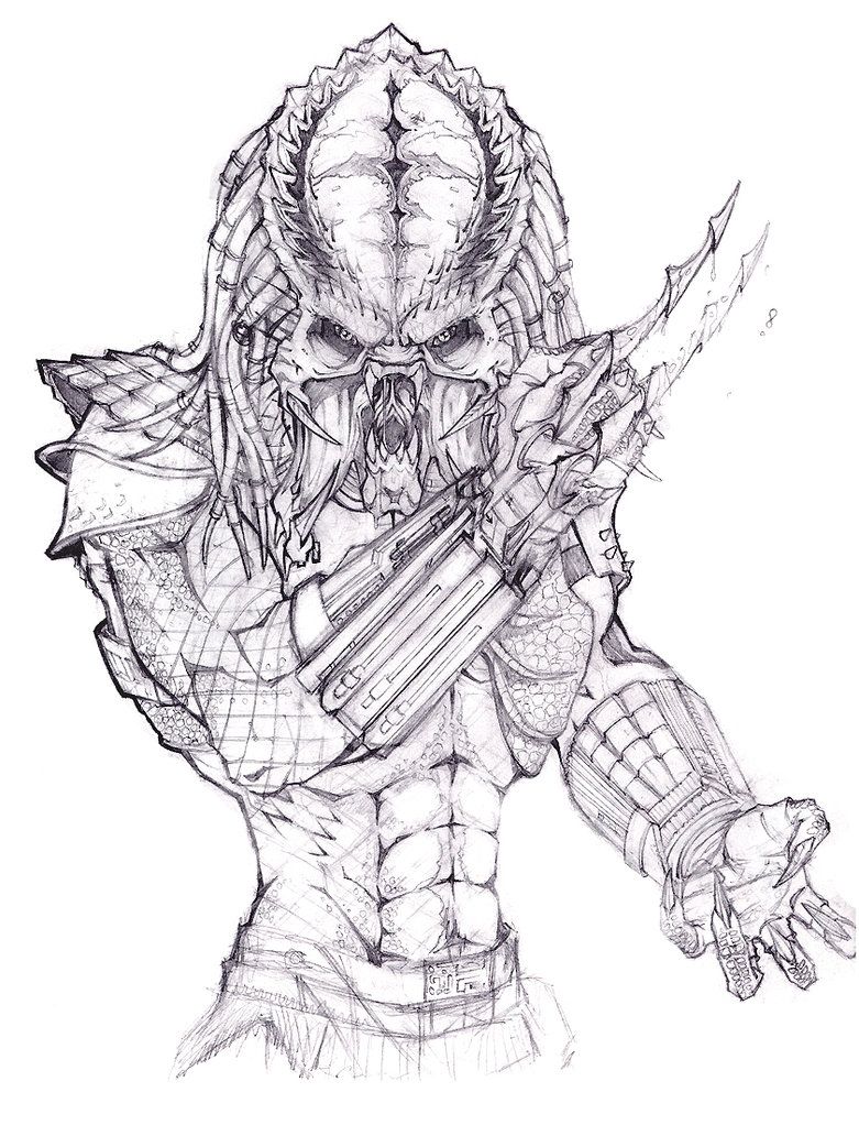 781x1022 Alien Vs Predator Coloring Pages Alien Predator Drawing Sketch