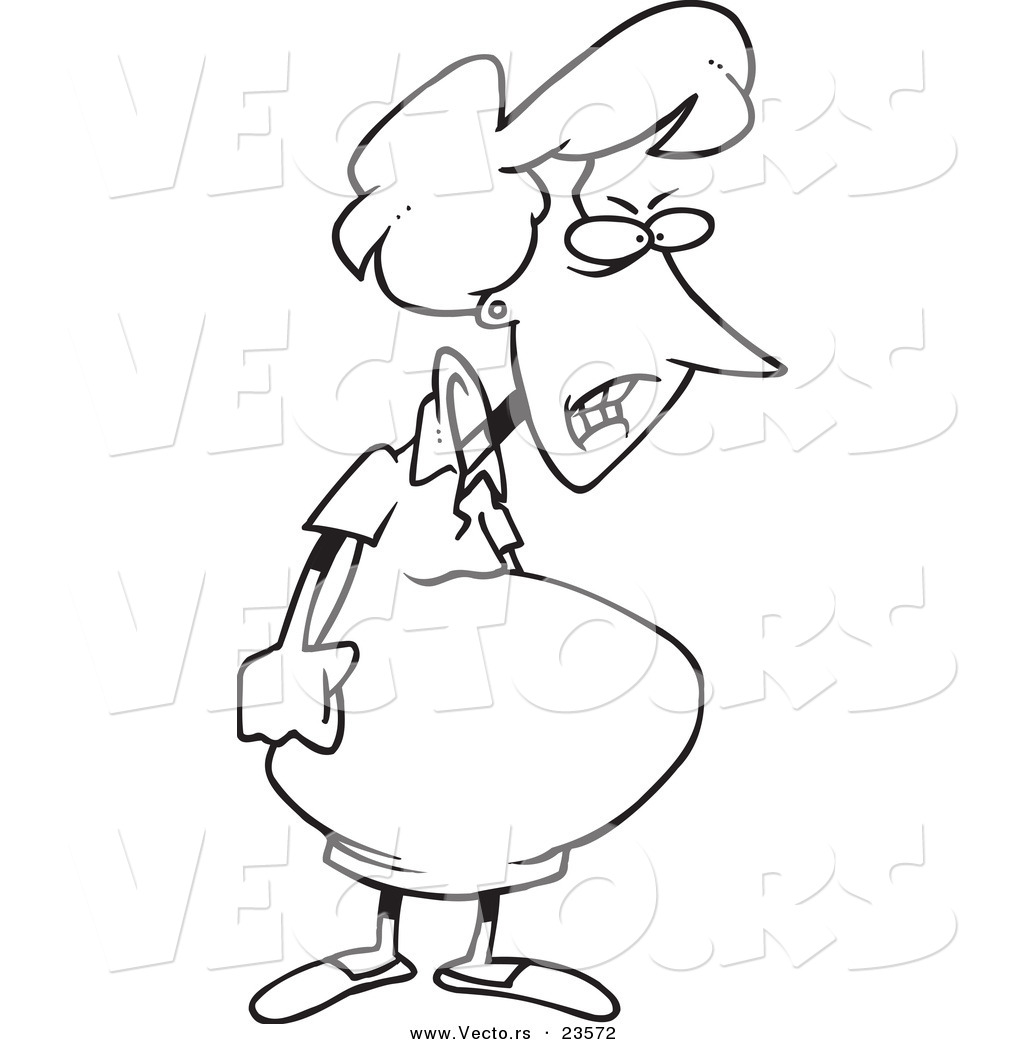 1024x1044 Vector Of A Cartoon Snarly Pregnant Woman