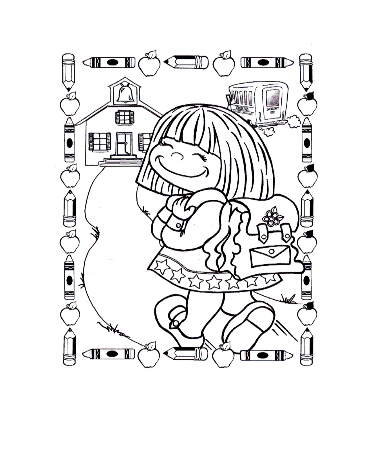 1275x1650 First Day Of School Coloring Pages For Kindergarten Bookmontenegro