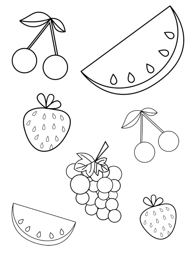 791x1024 Free Summer Fruits Coloring Page Pdf For Toddlers Preschoolers