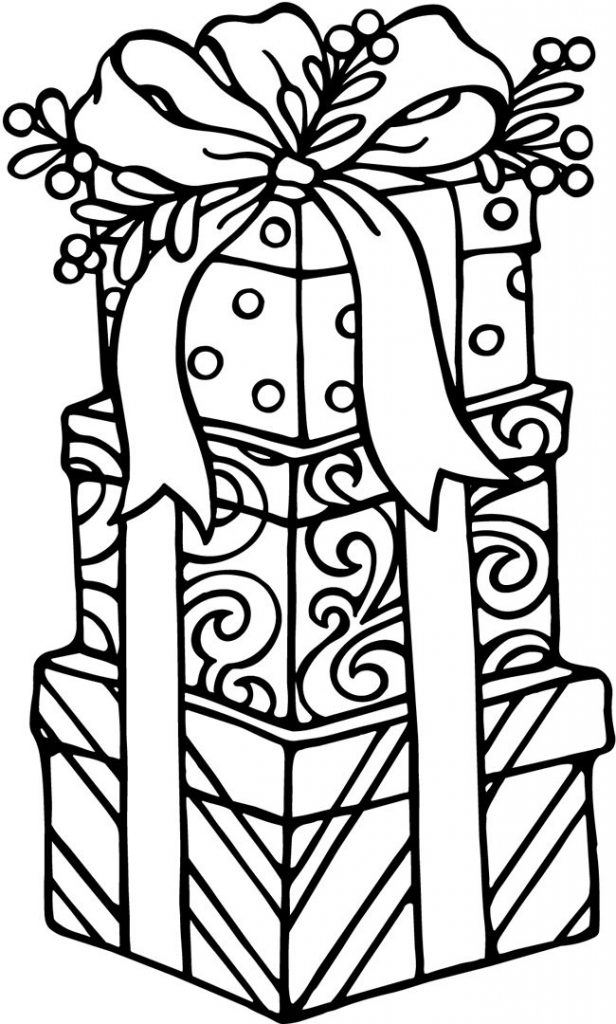 616x1024 Gift Box Coloring Page