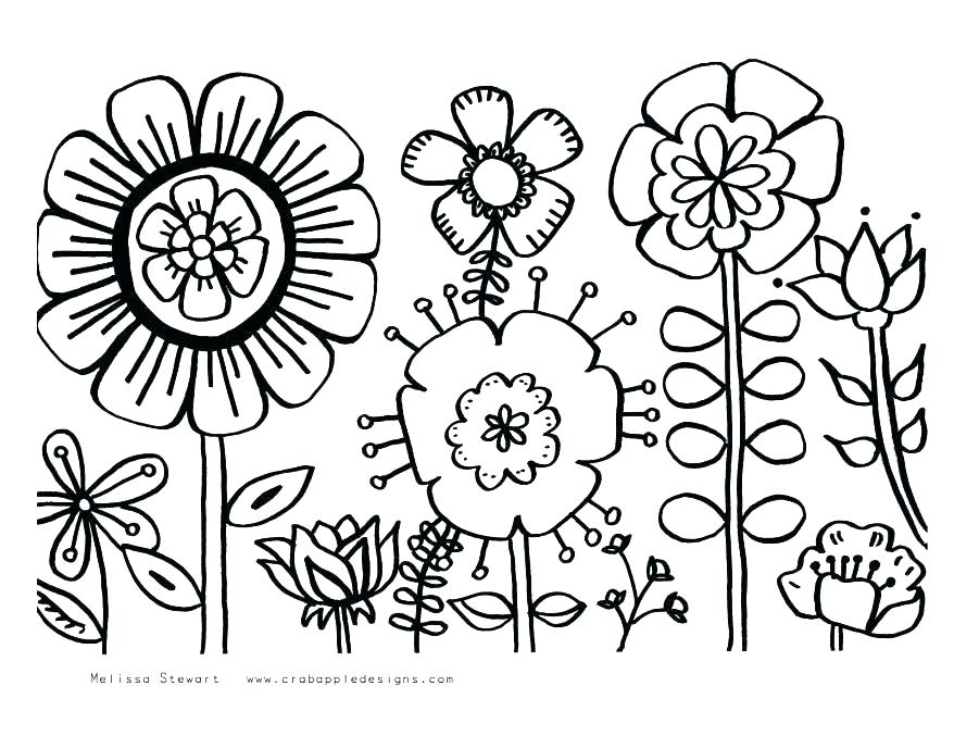 878x677 Cute Flower Coloring Pages Spring Flowers Coloring Sheets Spring