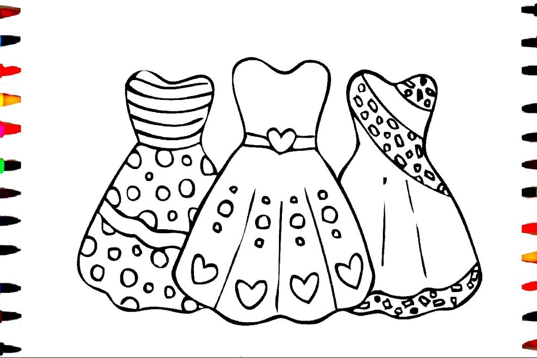 1080x720 Simple Dresses Coloring Pages Wedding Sheets Dress Free Barbie Up