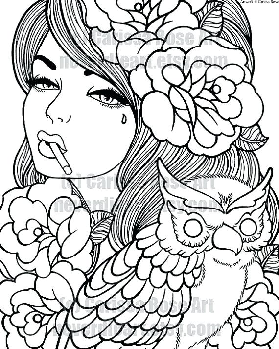 570x713 Pretty Girl Coloring Pages Gallery Of Art Tattoo Coloring Pages