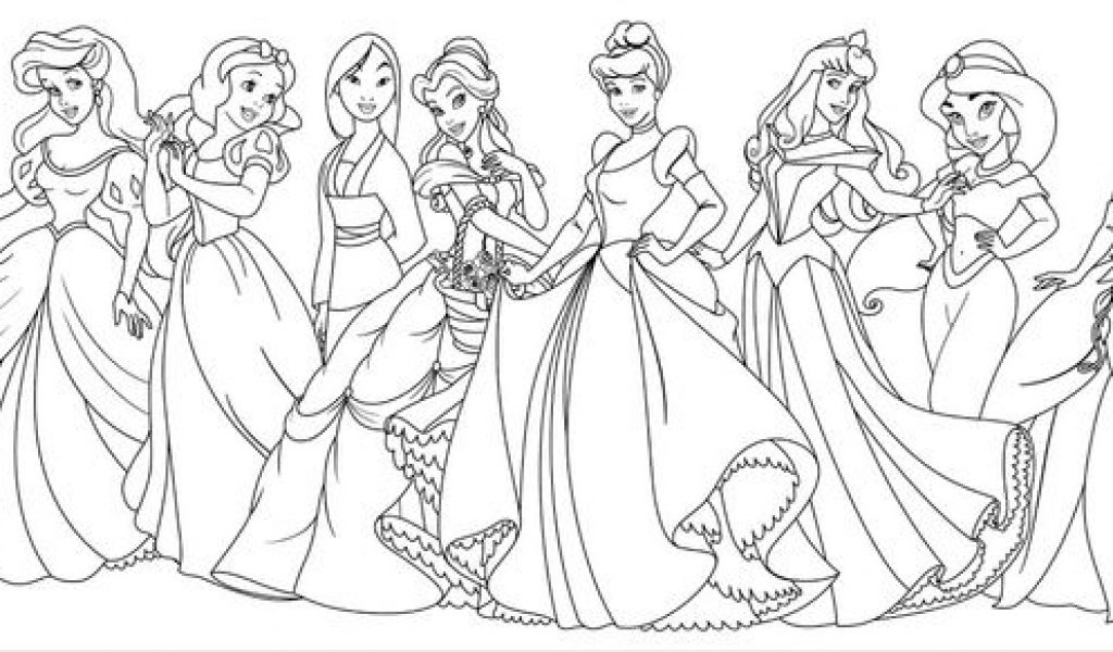 1024x600 All Disney Princess Coloring Pages Pretty Princess Coloring