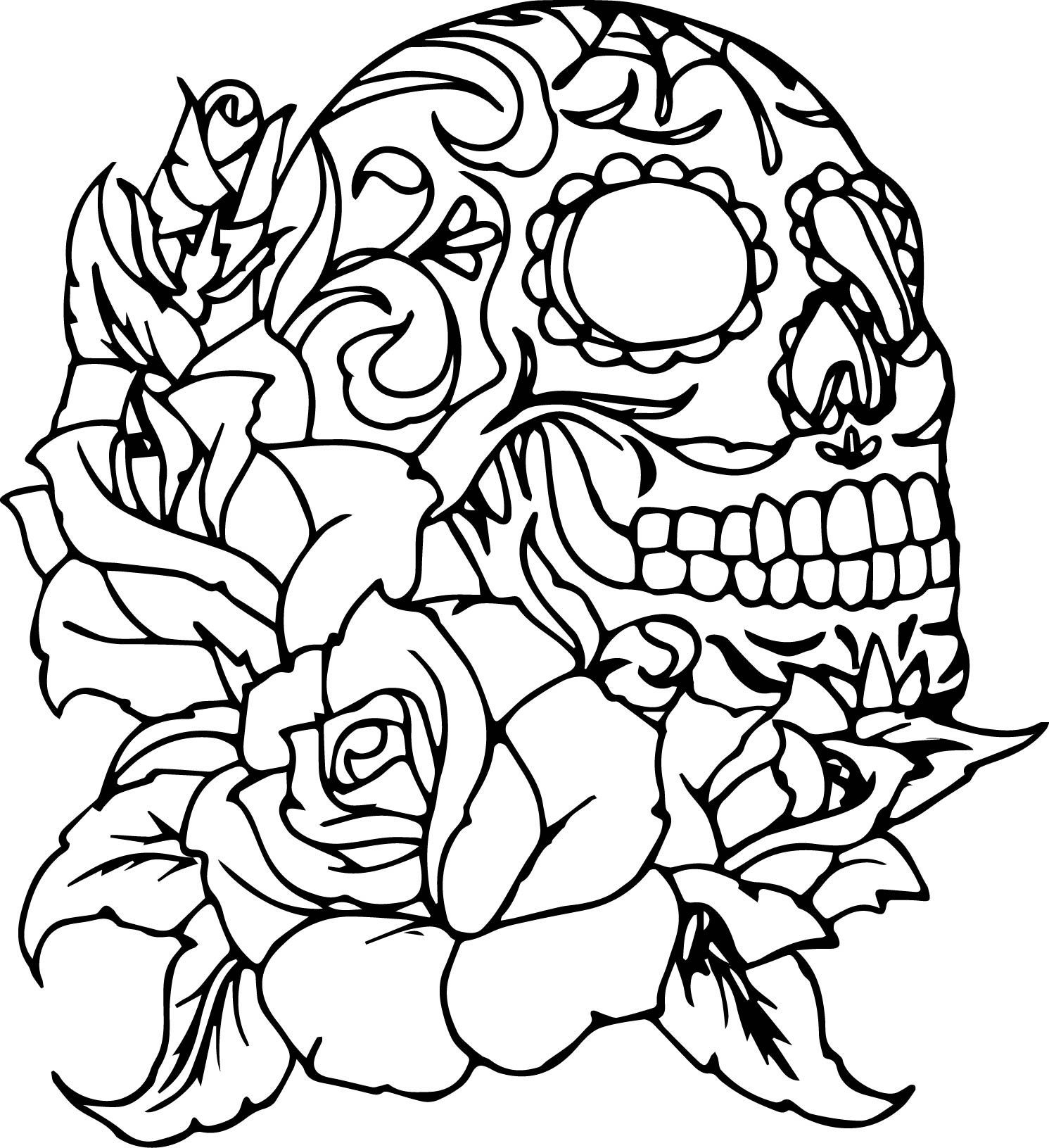 1491x1631 Revisited Coloring Pictures Of Roses Largest Pages And Skulls Rose