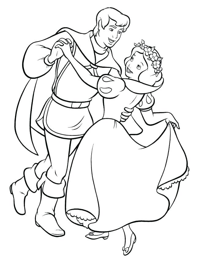 650x841 Prince Charming Coloring Pages Snow White With Prince Charming