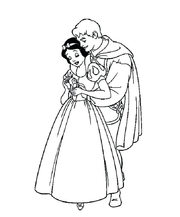 600x723 Prince Coloring Pages Snow White Hugged