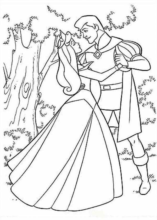 600x843 Princess Aurora Dancing With Prince Phillip Coloring Pages Even