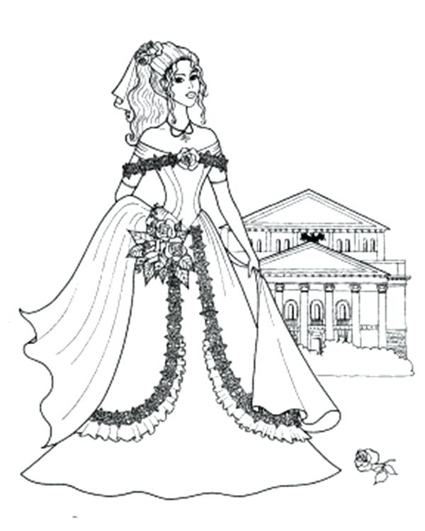 600x750 Princess Castle Coloring Pages Princesses Standing In Front Of Her
