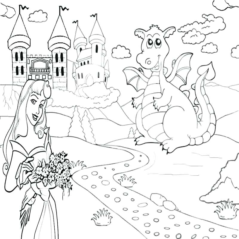 800x800 Princess And Dragon Coloring Pages