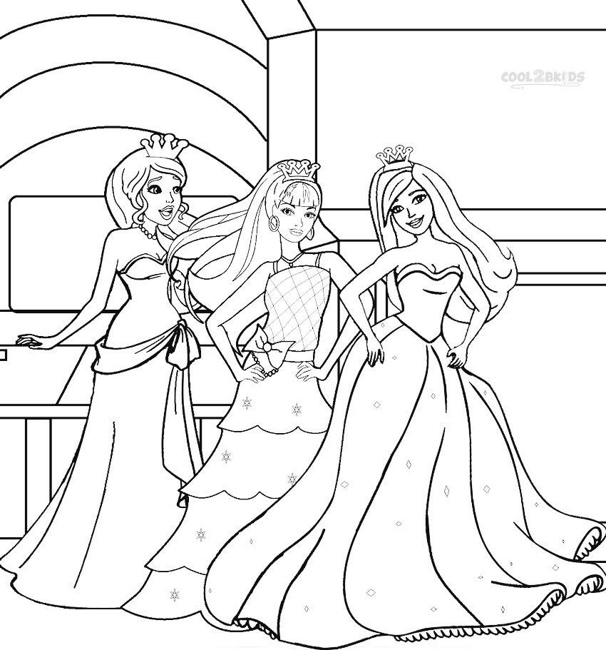 850x911 Printable Barbie Princess Coloring Pages For Kids