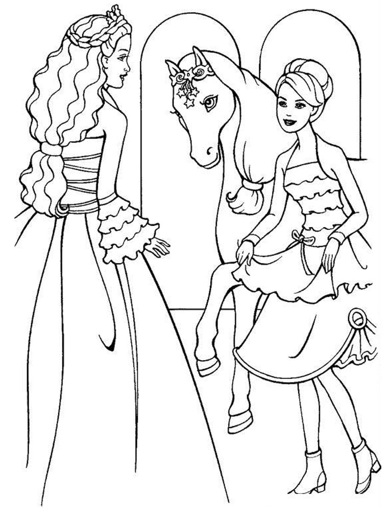 768x1024 Barbie Horse Coloring Pages Printable