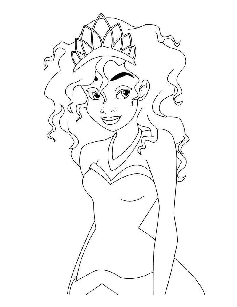 800x1034 Tiana Coloring Pages Hellokids Com And Princess The Frog