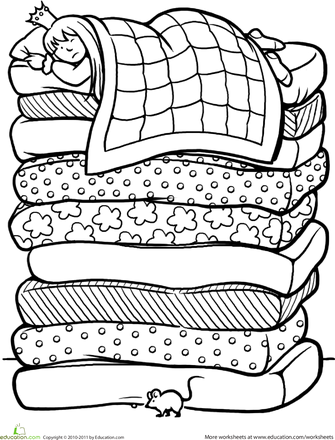 335x440 Color The Princess And The Pea Worksheets, Princess And Fairy