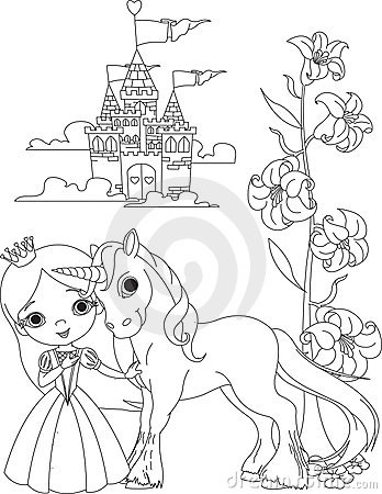 348x450 Princess And Unicorn Coloring Pages