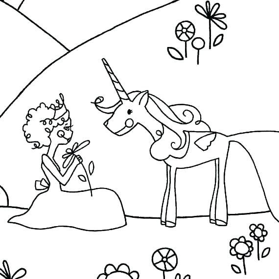 570x570 Princess And Unicorn Coloring Pages