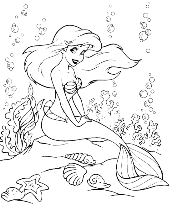 550x670 Ariel The Princess Mermaid Coloring Pages Coloring Pages