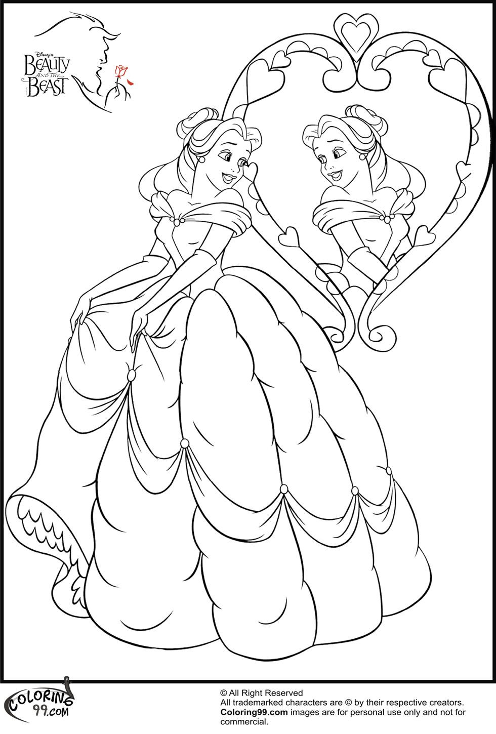 980x1450 Amazing Disney Princess Belle Coloring Pages Pic For Princesses