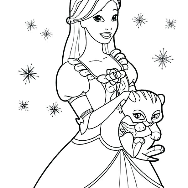 600x600 Sun Coloring Page Princess Cat Coloring Pages Cute Cat And Barbie
