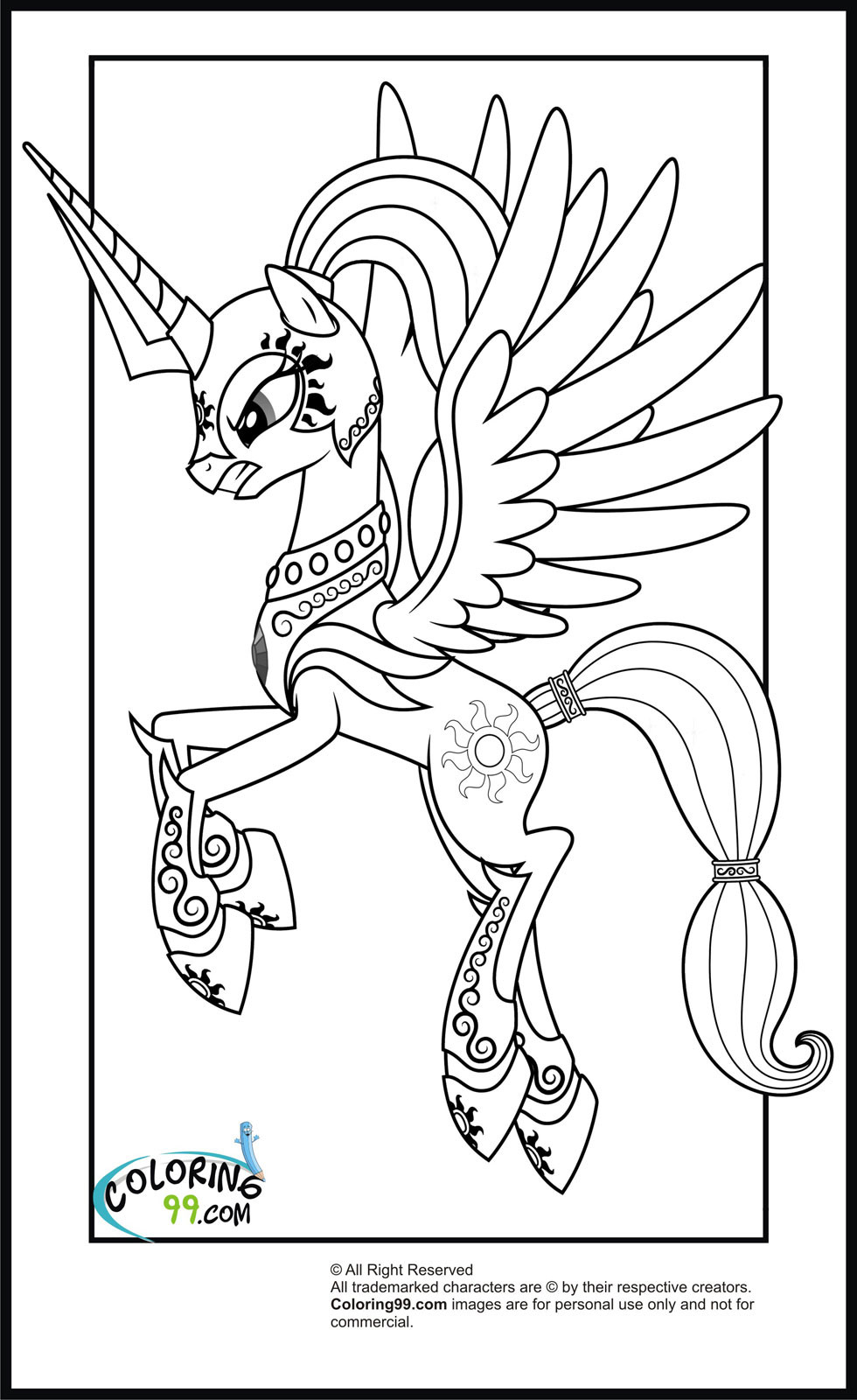 980x1600 My Little Pony Princess Celestia Coloring Pages For Kids Tearing