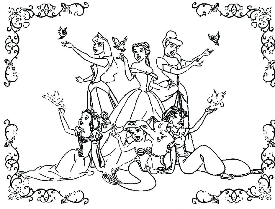 932x711 All Disney Princesses Coloring Pages Colouring For All All