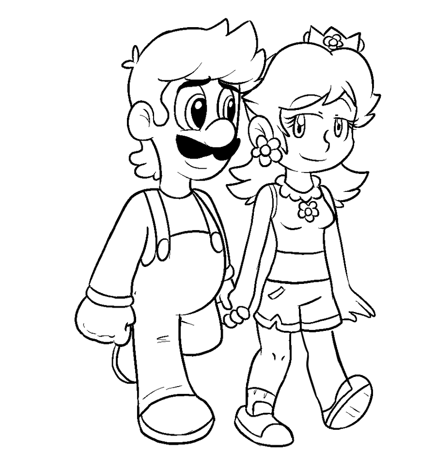 900x966 Mario Luigi Princess Daisy Luigi And Daisy Colouring Pages