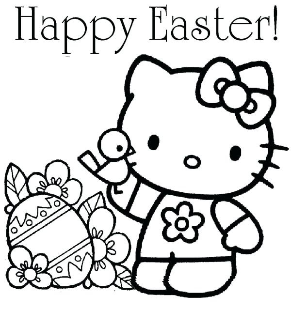 600x642 Disney Easter Coloring Pages Hello Kitty Happy Coloring Page