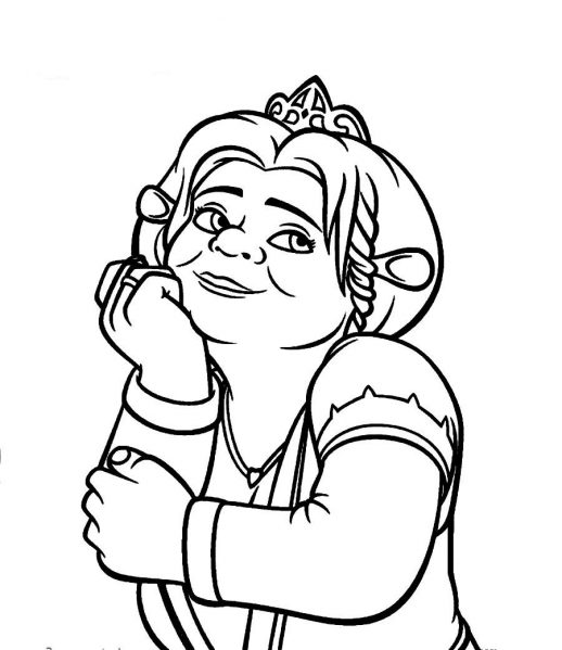 518x599 Fiona Is Day Dreaming Shrek The Movie Coloring Pages