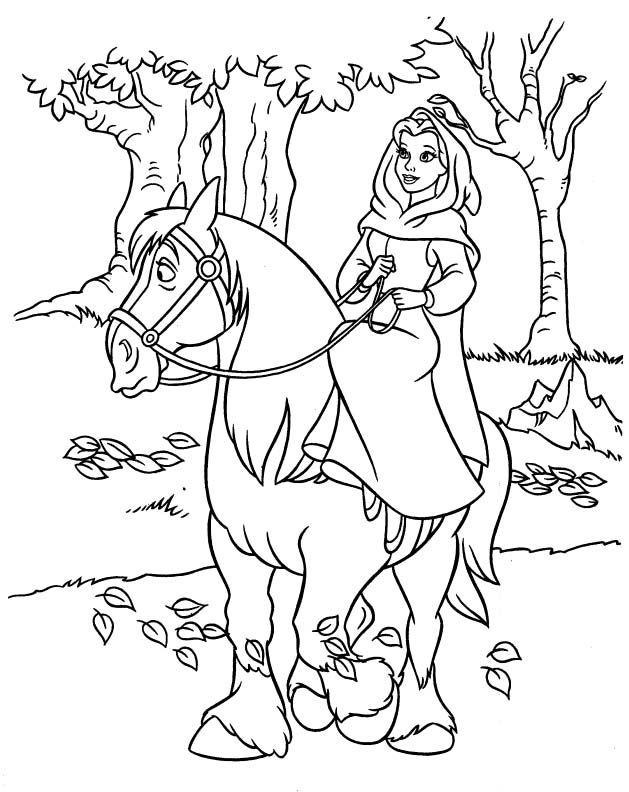629x792 Horse Coloring Pages, Riding Horses And Princess Belle