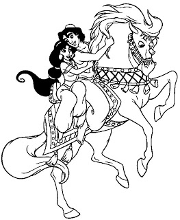 263x320 Princess Jasmine And Aladdin Riding A Horse Coloring Pages