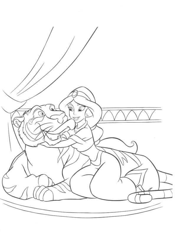 600x800 Beautiful Princess Jasmine Coloring Pages Printable In Cure Draw