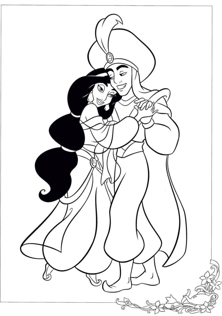 750x1067 Jasmine Dancing With Aladdin Coloring Pages Coloring Pages