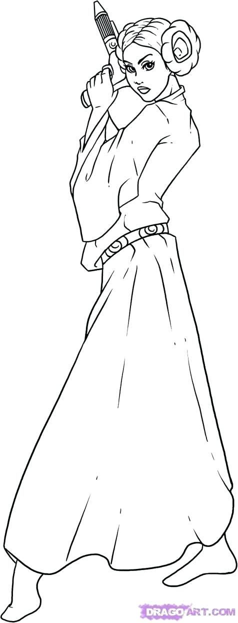 476x1245 Princess Leia Coloring Pages Princess Coloring Page Star Wars