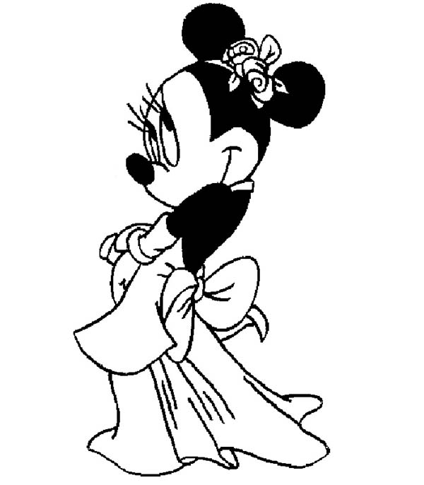 600x686 Minnie Mouse Wedding Dress Coloring Page Minnie Mouse
