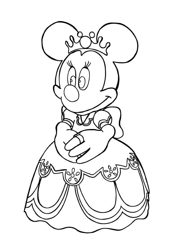 600x849 Princess Minnie Mouse Coloring Page