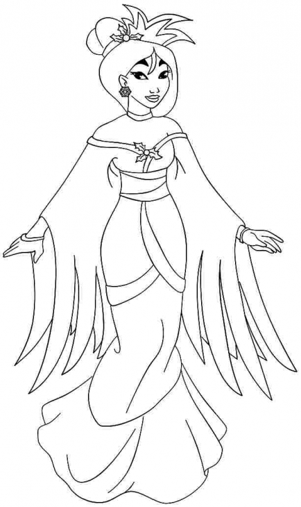434x730 Lovely Princess Mulan In Traditional Dress Coloring Page Disney