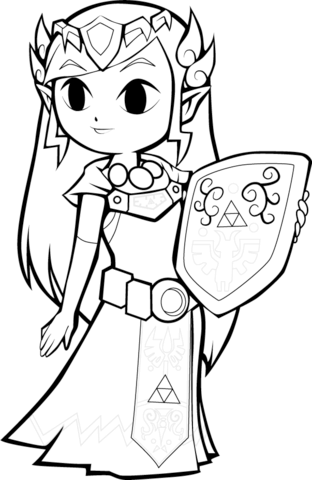 312x480 Toon Princess Zelda Coloring Page From The Legend Of Zelda