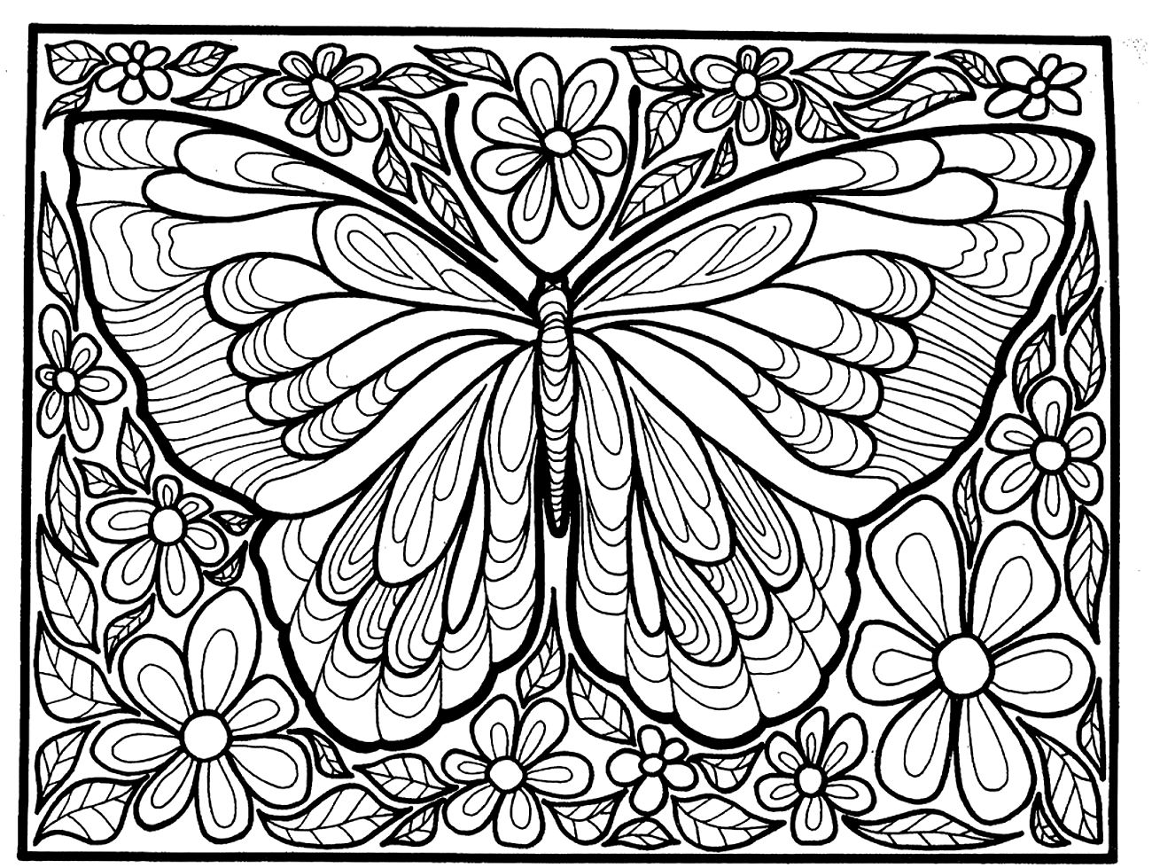 1300x979 Hard Butterfly Coloring Pages Printable Coloring For Kids