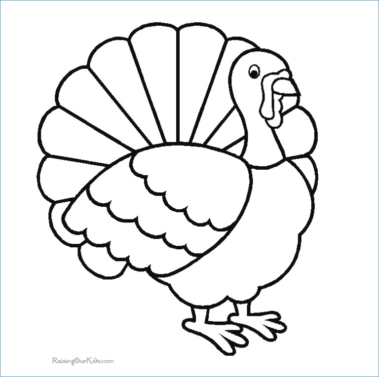 768x764 Funny Turkey Thanksgiving Coloring Pages