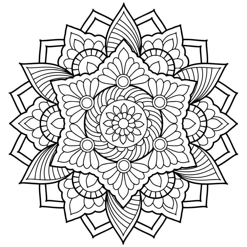 1024x1024 Design Patterns Mandala, Adult
