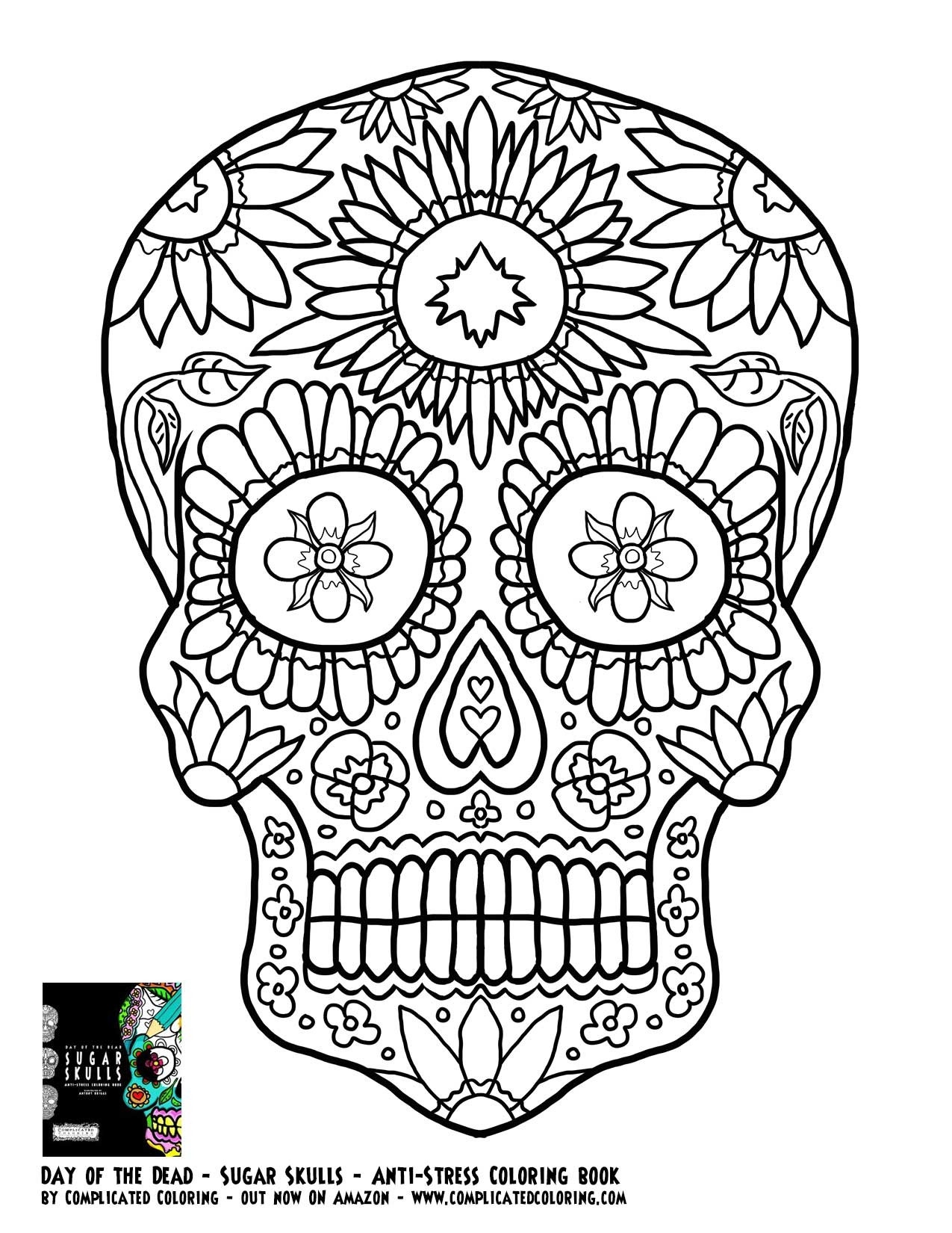 1275x1650 Adult Coloring Pages Abstract Skull Day Of The Dead Printable