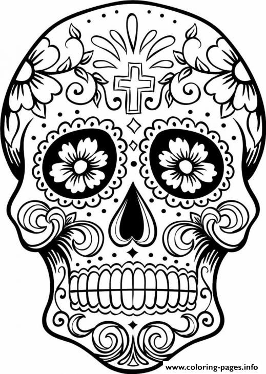 519x730 Print Intricating Sugar Skull Printable For Adults Coloring Pages
