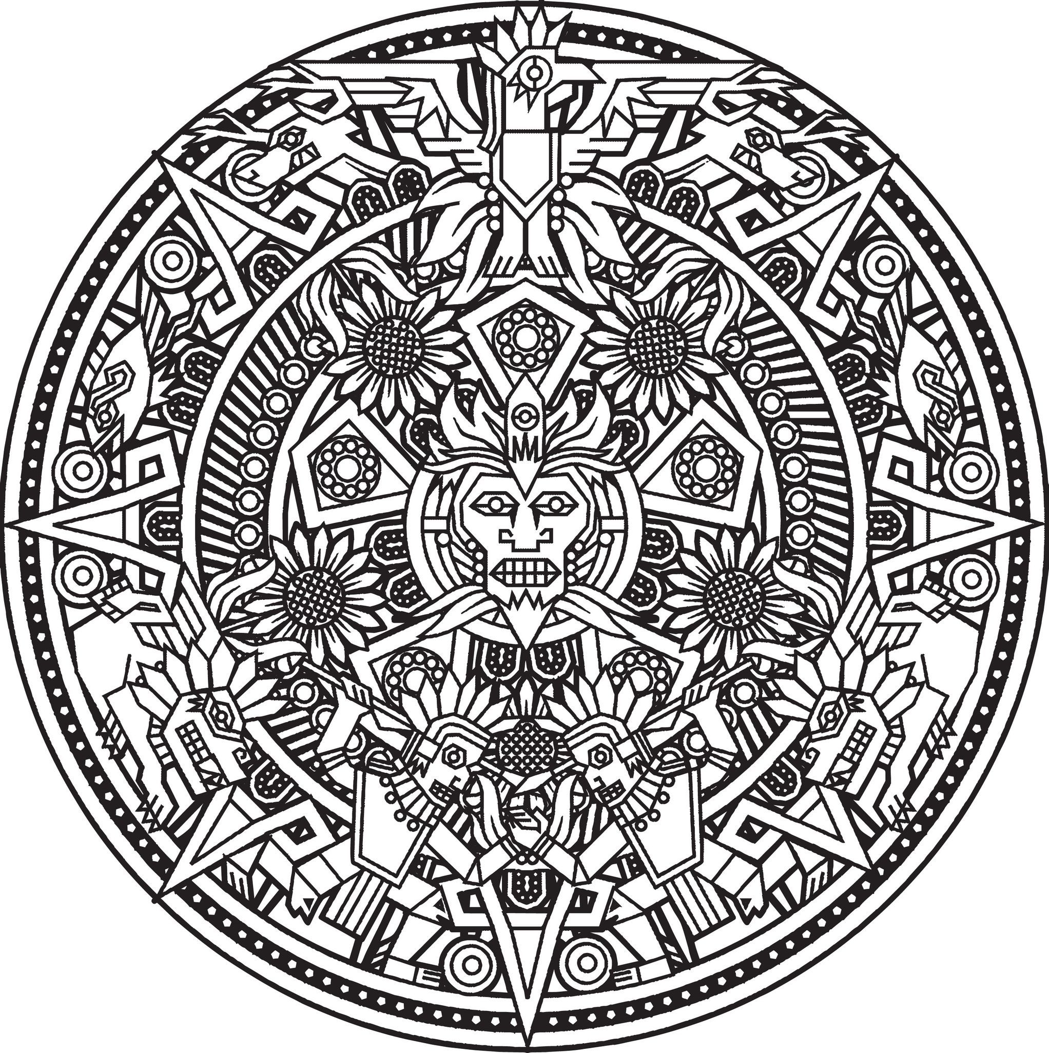 2044x2052 Printable Aztec Calendar Coloring Pages Printable Coloring
