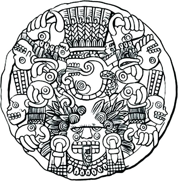 600x615 Aztec Calendar Coloring Page Calendar Coloring Pages Printable
