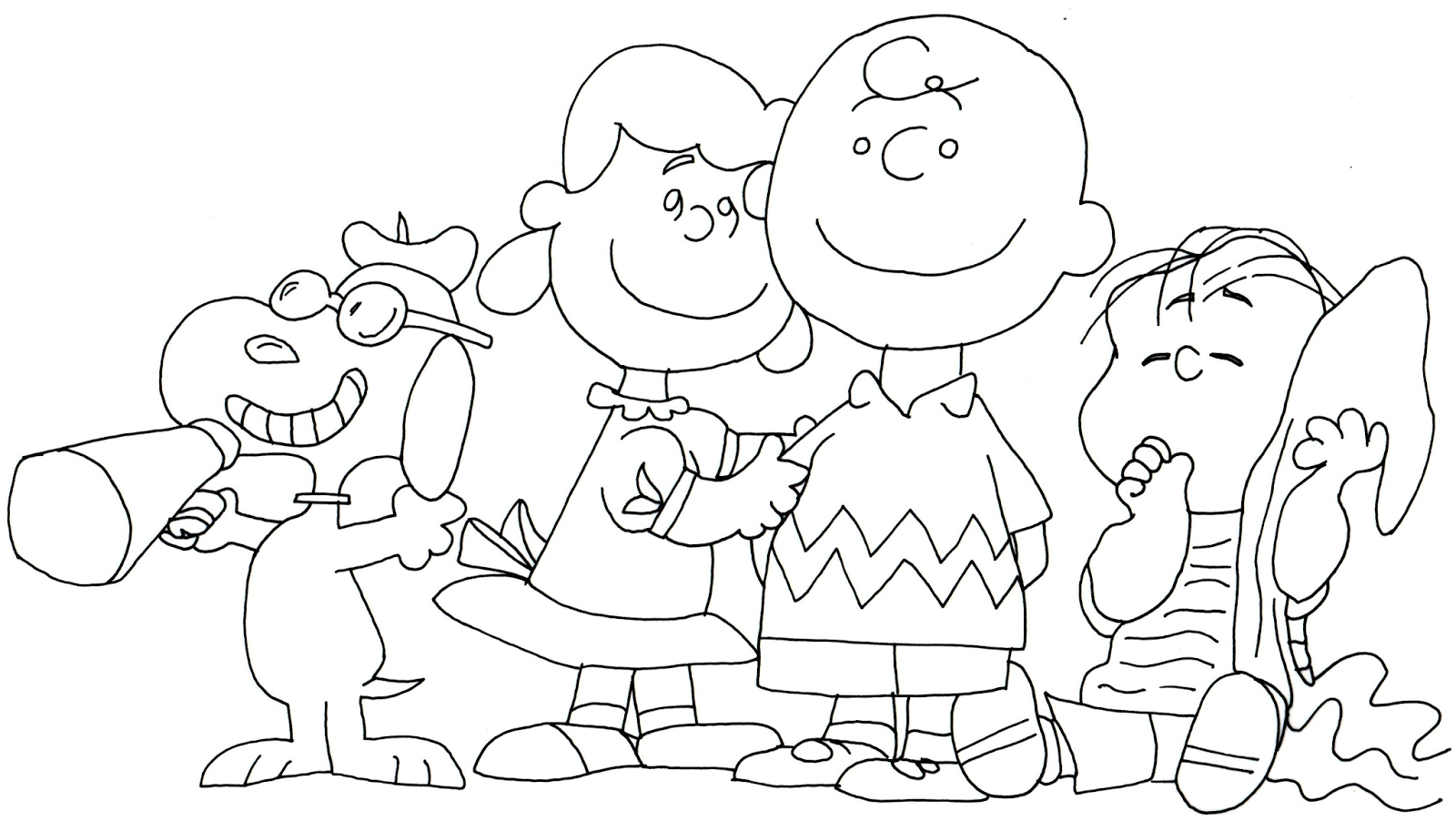 1600x902 Free Printable Coloring Page For Snoopy, Lucy, Charlie Brown