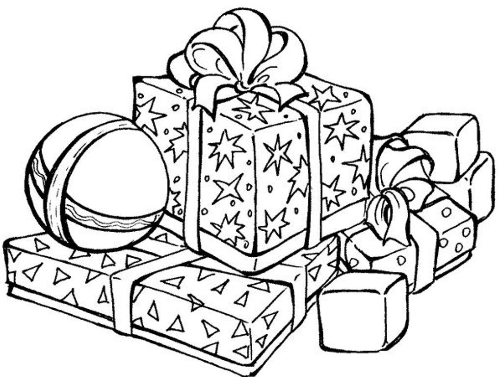 1021x768 Printable Christmas Presents Coloring Pages