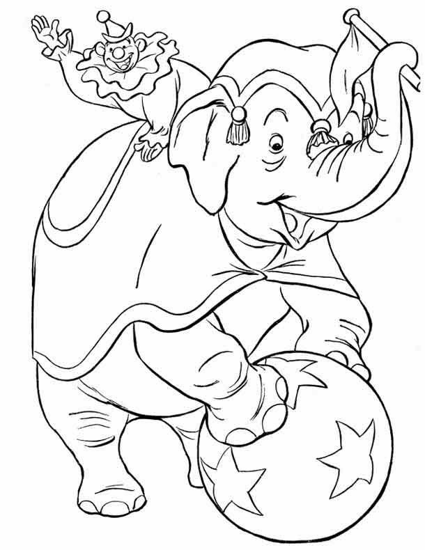610x790 Download Free Printable Circus Elephant With Joker Coloring Pages