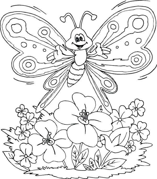 600x686 Printable Coloring Pages Flowers And Butterflies Gallery Coloring