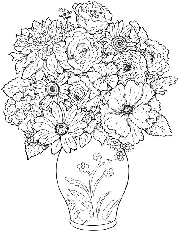 597x770 Free Coloring Pages Adults Flowers
